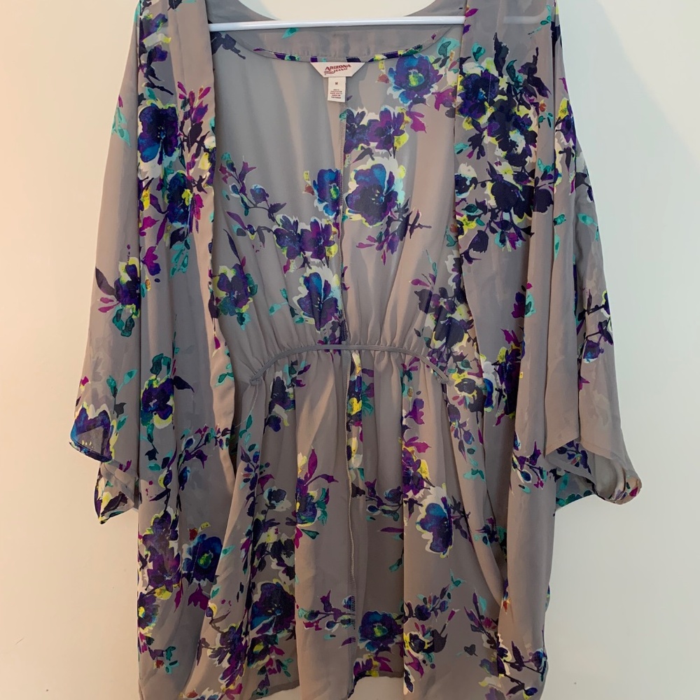 ARIZONA Floral Beach Coverup Size Medium Multicolor Travel Vacation Resortwear - Picture 9 of 9